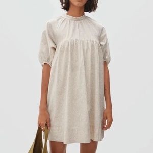 Everlane Shirred Mini-dress Sandstone Floral Size S